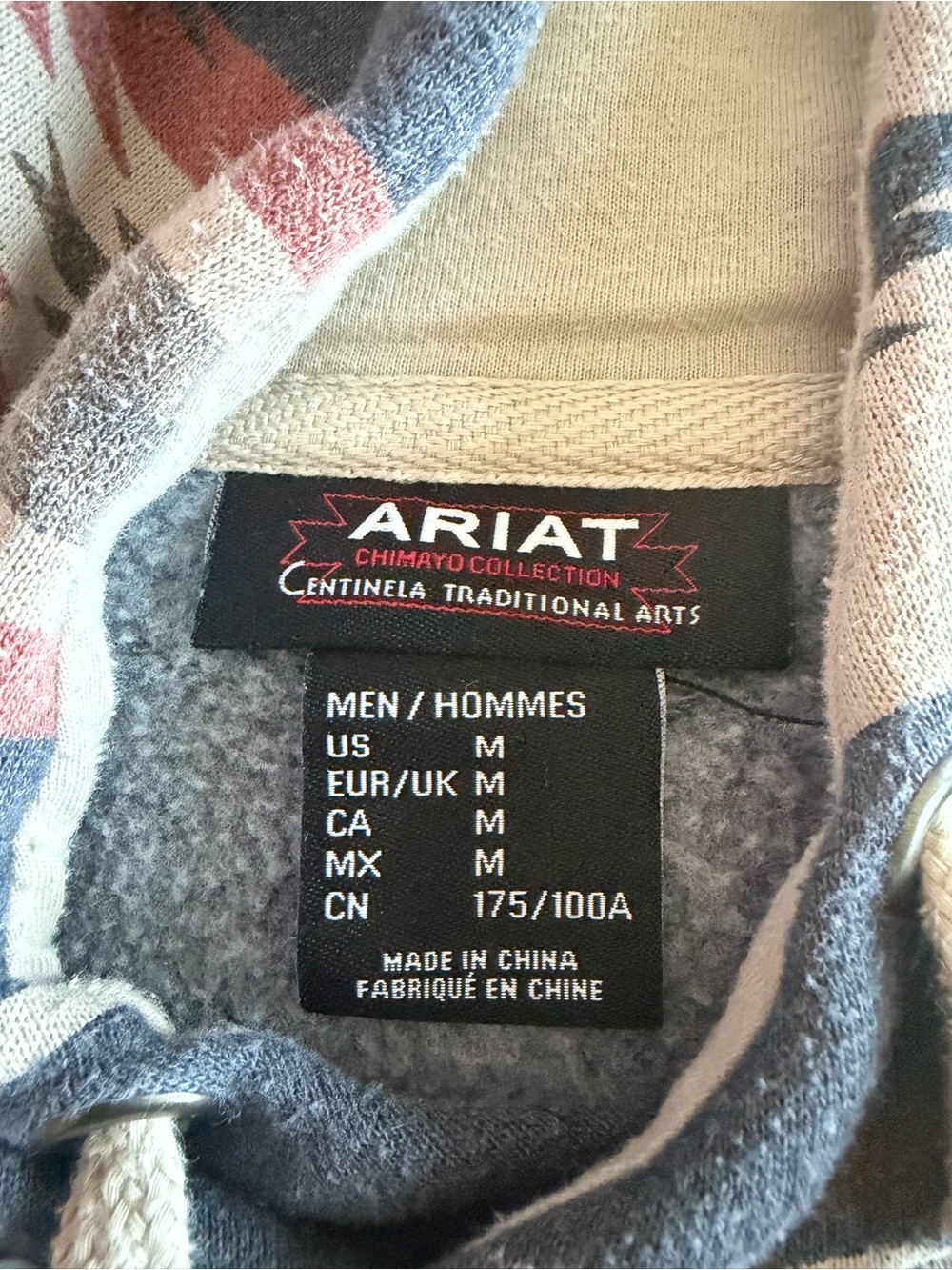 ARIAT Men's Blue Aztec Hooded Sweater - Picture 3 of 4